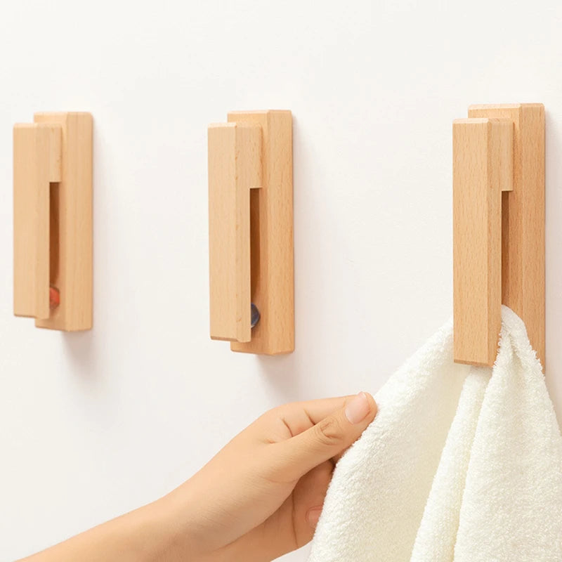 handtuch aufbewahrung holz Handtuchhalter selbstklebend Nussbaum Buche, Wandhaken Bad Holz –  werkzeug-online24