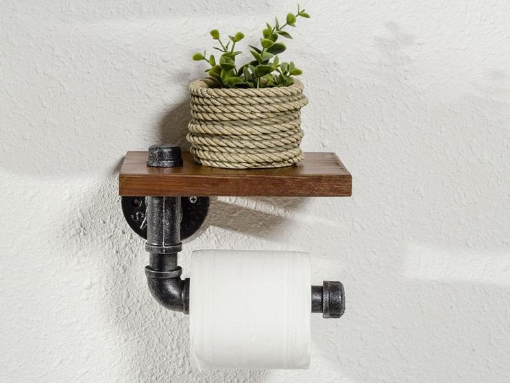 Toilettenpapierhalter Retro Holz Eisen - werkzeug-online24