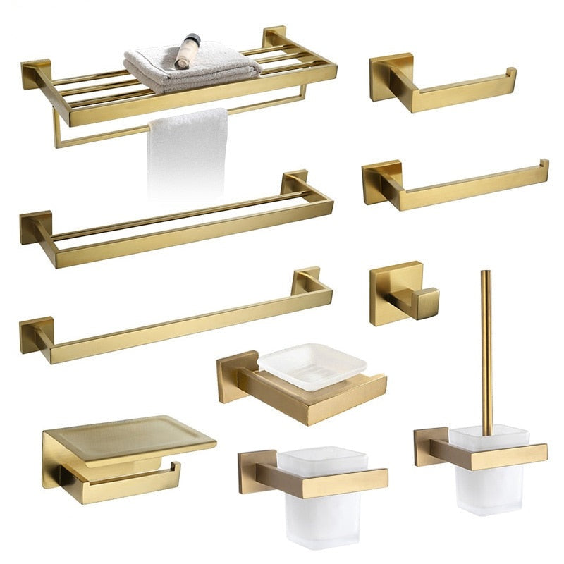 Bad-Accessoires, Bad Zubehör, Badausstattung Edelstahl Gold – werkzeug-online24