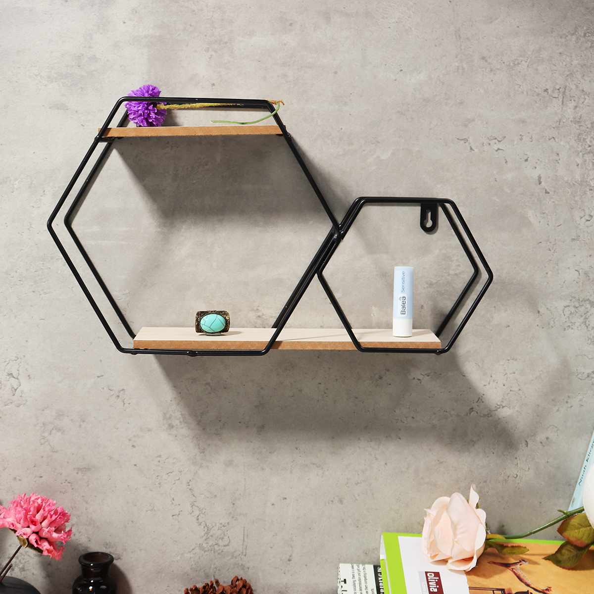 Wandregal Eisen Hexagon Design - werkzeug-online24