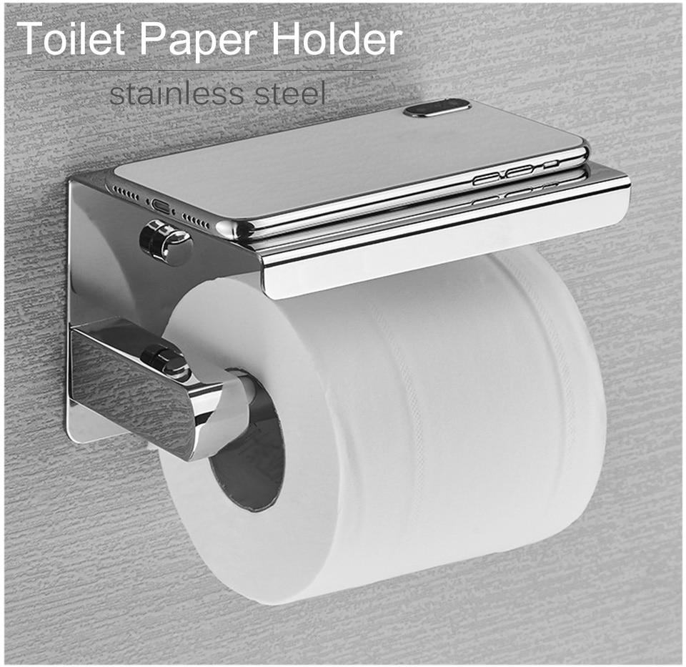 Toilettenpapierhalter Edelstahl, Klopapierhalter mit Ablage - werkzeug-online24