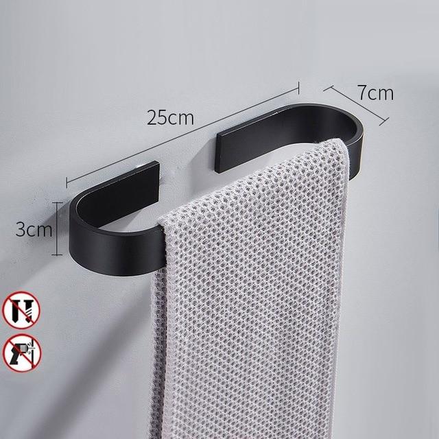 Handtuchhalter, Handtuchstange Aluminium, silber oder schwarz, kein Bohren erforderlich - werkzeug-online24