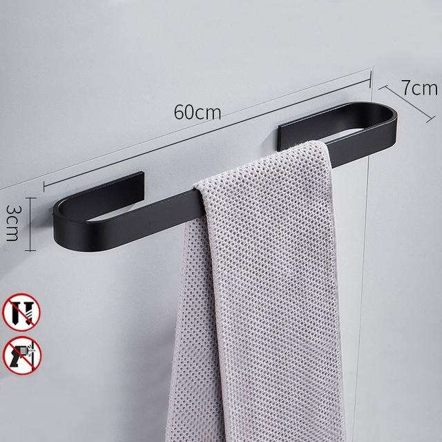 Handtuchhalter, Handtuchstange Aluminium, silber oder schwarz, kein Bohren erforderlich - werkzeug-online24