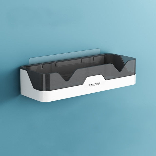 Duschablage, Duschkorb, selbstklebend, Design weiß/ Schwarz - werkzeug-online24