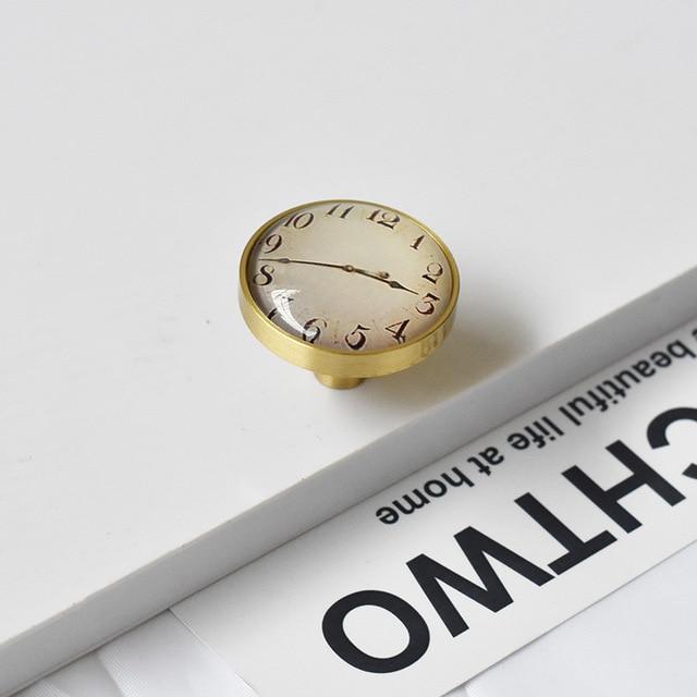 Möbelknöpfe, Kommodenknöpfe Messing Design Uhr - werkzeug-online24