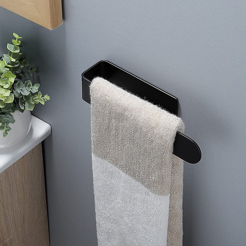 Handtuchhalter, Handtuchhaken Edelstahl, Mattschwarz, Silber, selbstklebend - werkzeug-online24