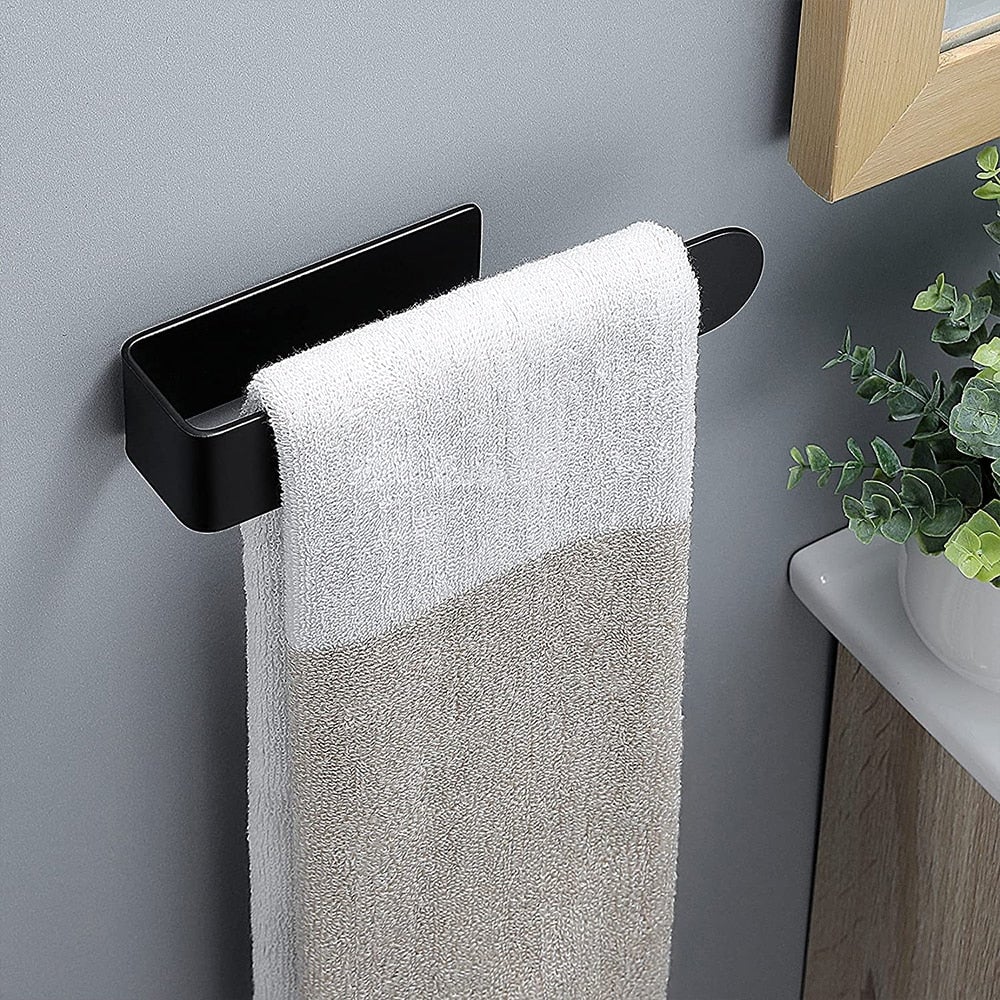 Handtuchhalter, Handtuchhaken Edelstahl, Mattschwarz, Silber, selbstklebend - werkzeug-online24
