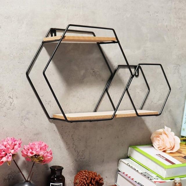 Wandregal Eisen Hexagon Design - werkzeug-online24