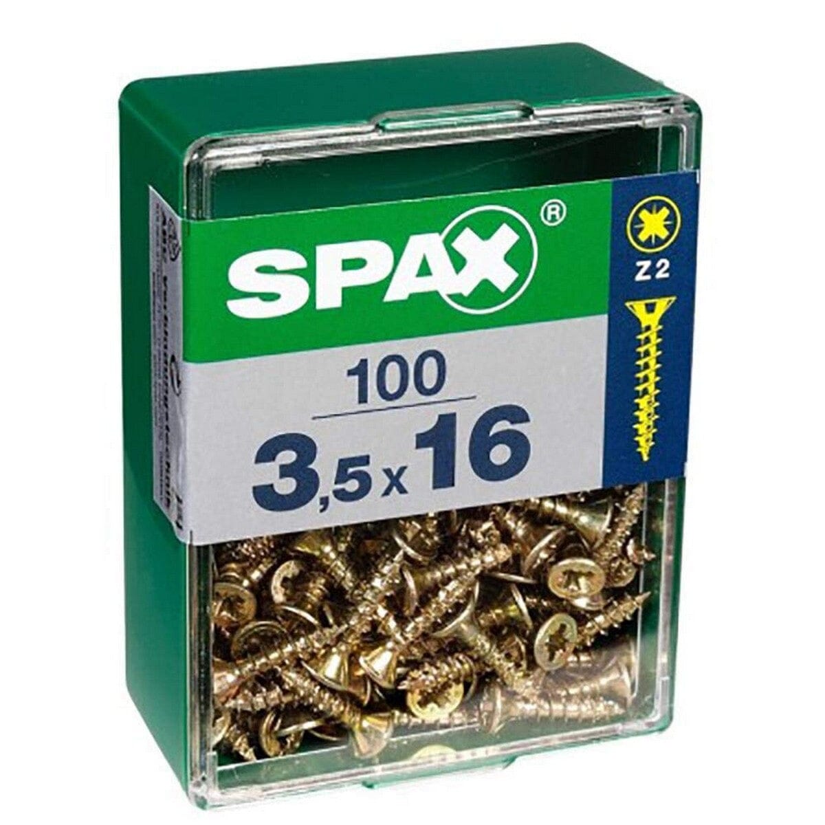 Schraubenkasten SPAX Yellox Holz Flacher Kopf 150 Stücke (2 x 10 mm) - werkzeug-online24