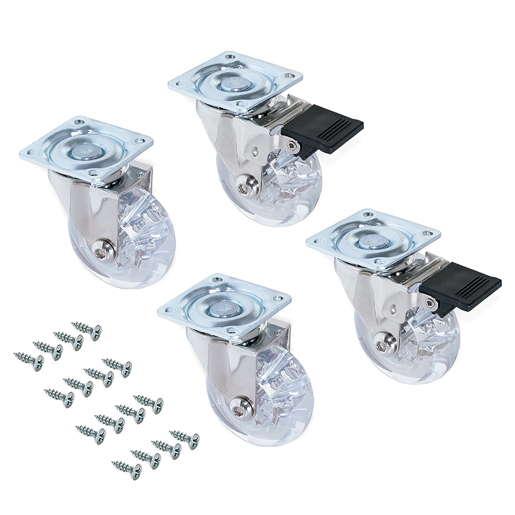 Emuca 4er Set Möbelrollen 50 mm- 75mm, Schwerlastrollen mit Bremse, Rollen für Möbel, Transportrollen, Lenkrollen - werkzeug-online24