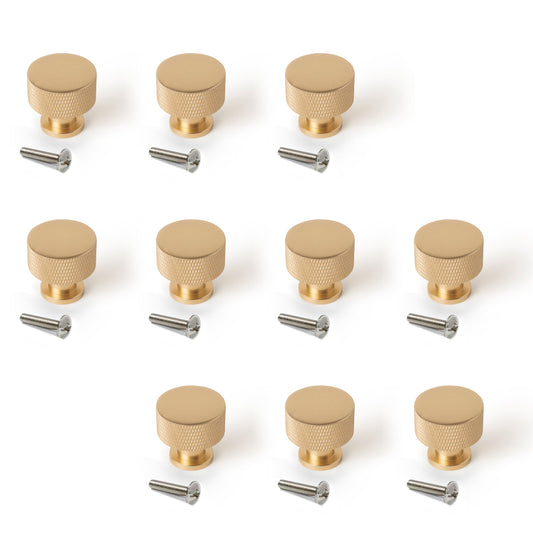Emuca Set 10 Möbelknöpfe Argos, Durchmesser 30mm, Aluminium, Gold, Schwarz - werkzeug-online24
