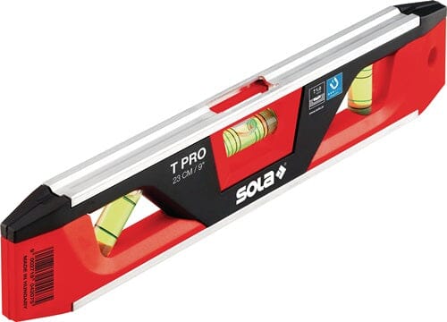 SOLA Torpedowasserwaage T PRO 23 cm Aluminium/ABS Kunststoff rot/schwarz 1 mm/m 1 mm/m - werkzeug-online24
