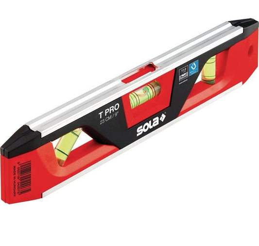 SOLA Torpedowasserwaage T PRO 23 cm Aluminium/ABS Kunststoff rot/schwarz 1 mm/m 1 mm/m - werkzeug-online24