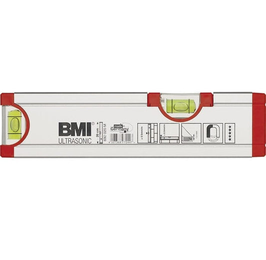 BMI Wasserwaage ULTRASONIC 20 cm Aluminium silber ± 0,5mm/m mit Magnet - werkzeug-online24