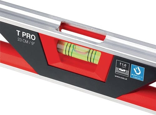 SOLA Torpedowasserwaage T PRO 23 cm Aluminium/ABS Kunststoff rot/schwarz 1 mm/m 1 mm/m - werkzeug-online24