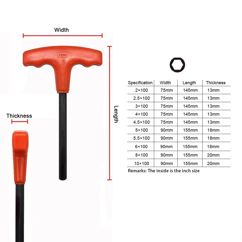 Innensechskantschlüssel, Innensechsrund, T-Griff, Stiftschlüssel, Set 10 Stück 2 mm - 10 mm - werkzeug-online24