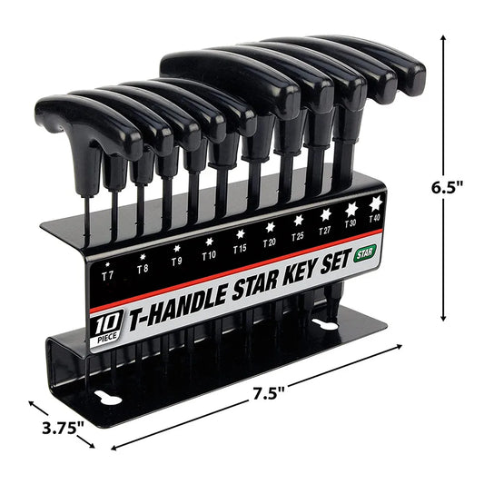 Innensechskantschlüssel, Innensechsrund, T-Griff, Stiftschlüssel, Set 10 Stück 2 mm - 10 mm - werkzeug-online24