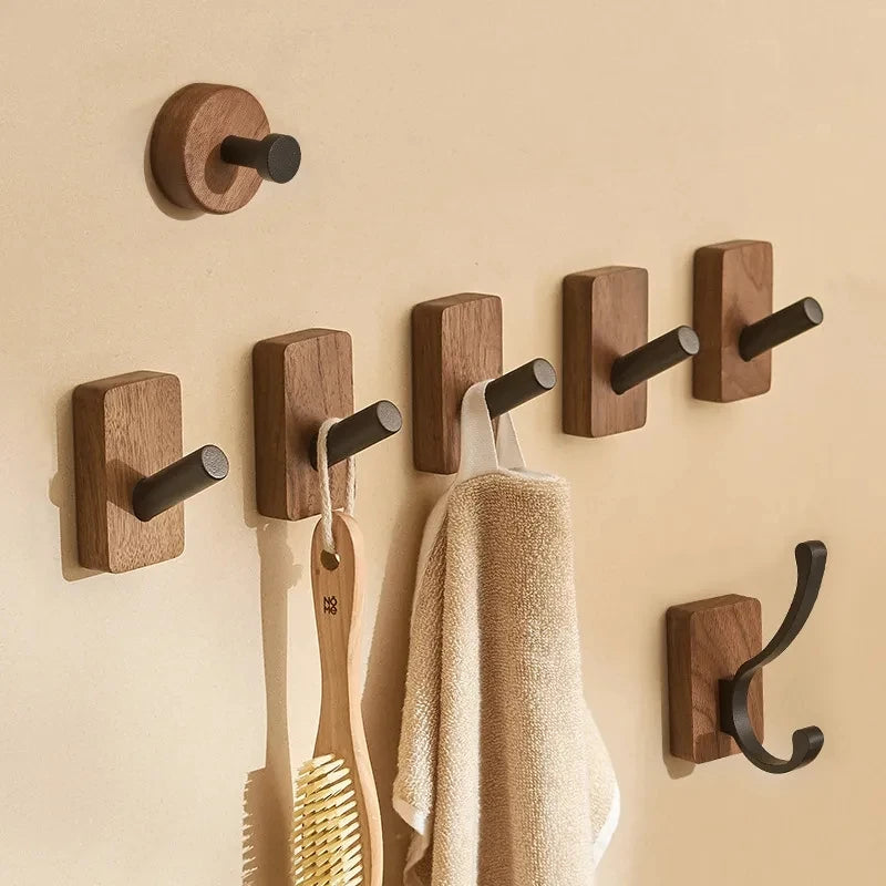 Massivholz Haken Nussbaum, Einzelhaken, Wandhaken aus Holz und Metall – werkzeug-online24