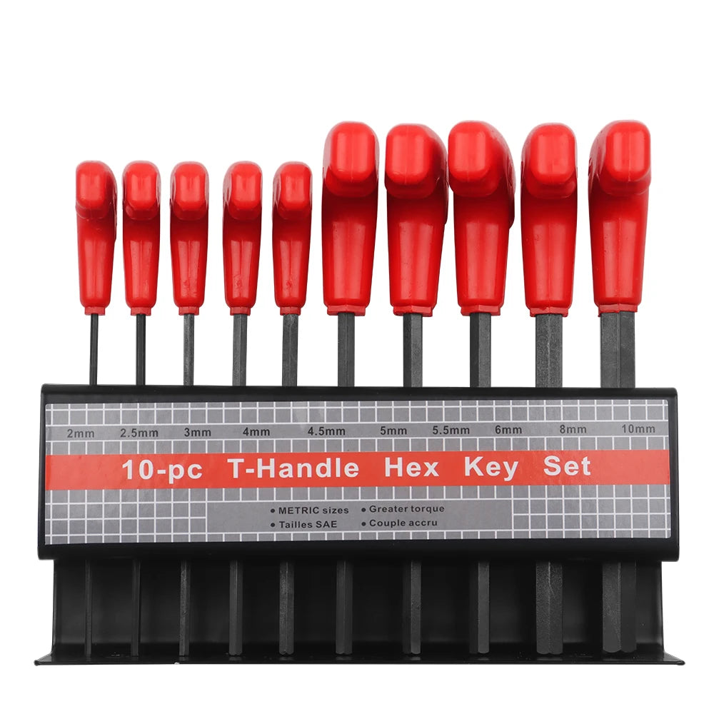 Innensechskantschlüssel, Innensechsrund, T-Griff, Stiftschlüssel, Set 10 Stück 2 mm - 10 mm - werkzeug-online24