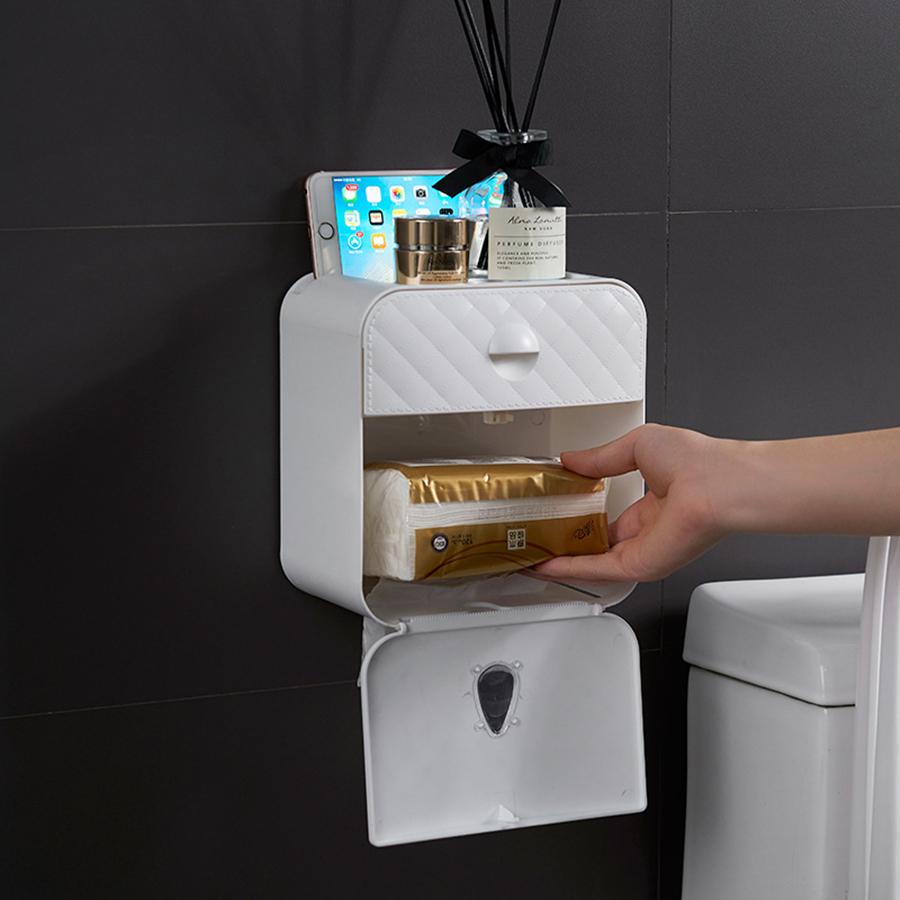 Toilettenpapierhalter Box mit Schubfach, selbstklebend - werkzeug-online24