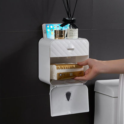Toilettenpapierhalter Box mit Schubfach, selbstklebend - werkzeug-online24