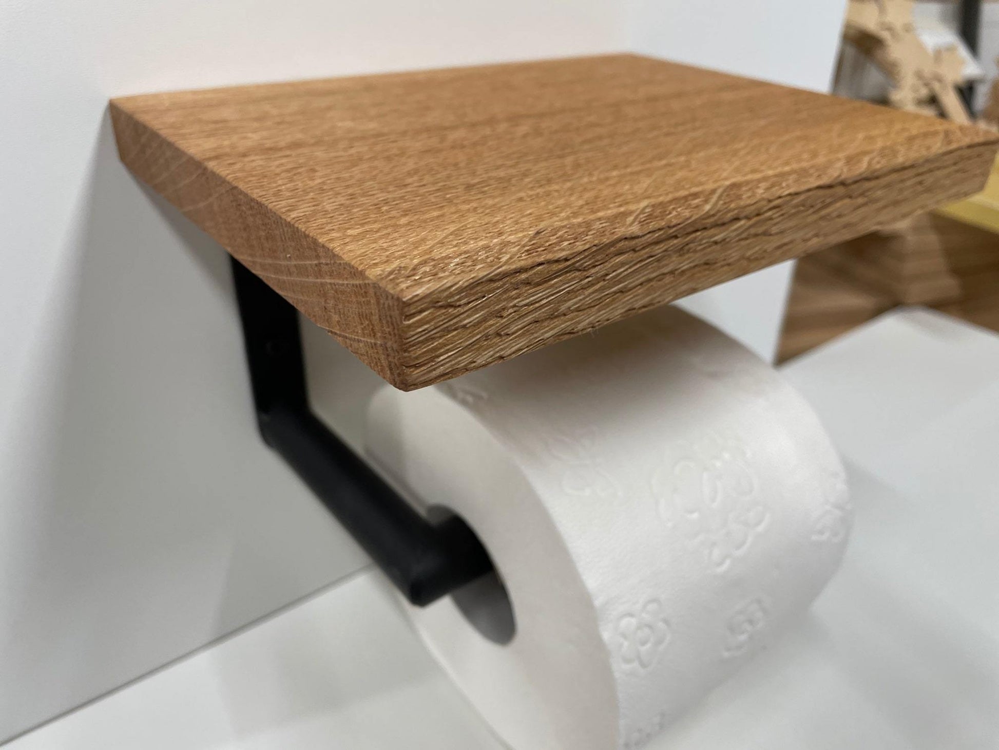 Toilettenpapierhalter, Klopapierhalter Massivholz Eiche gebürstet, Made in Germany - werkzeug-online24