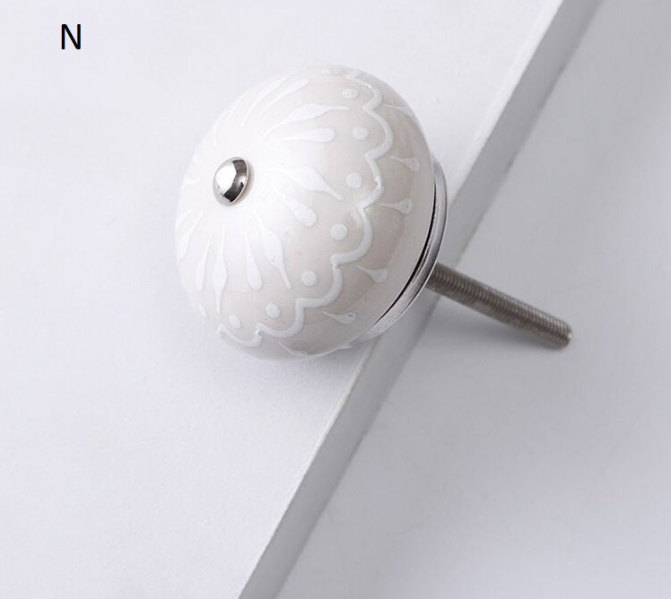 Möbelknöpfe Vintage Keramik verschiedene Varianten, Schrankknöpfe 40mm bemalt - werkzeug-online24