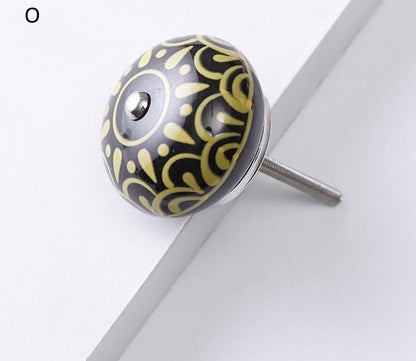 Möbelknöpfe Vintage Keramik verschiedene Varianten, Schrankknöpfe 40mm bemalt - werkzeug-online24