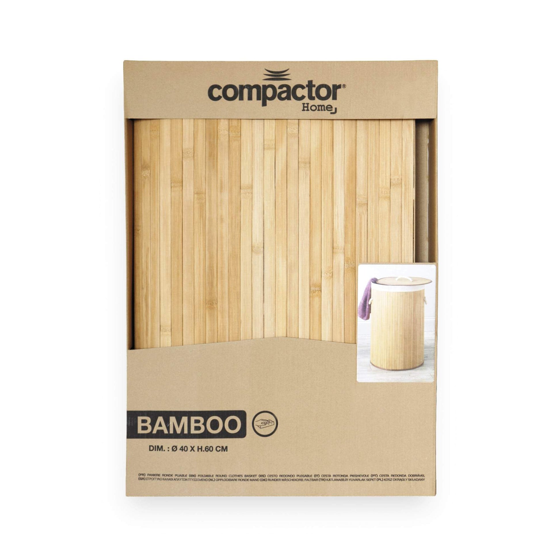 Compactor Wäschekorb Bambus 40 x 60 cm braun - werkzeug-online24