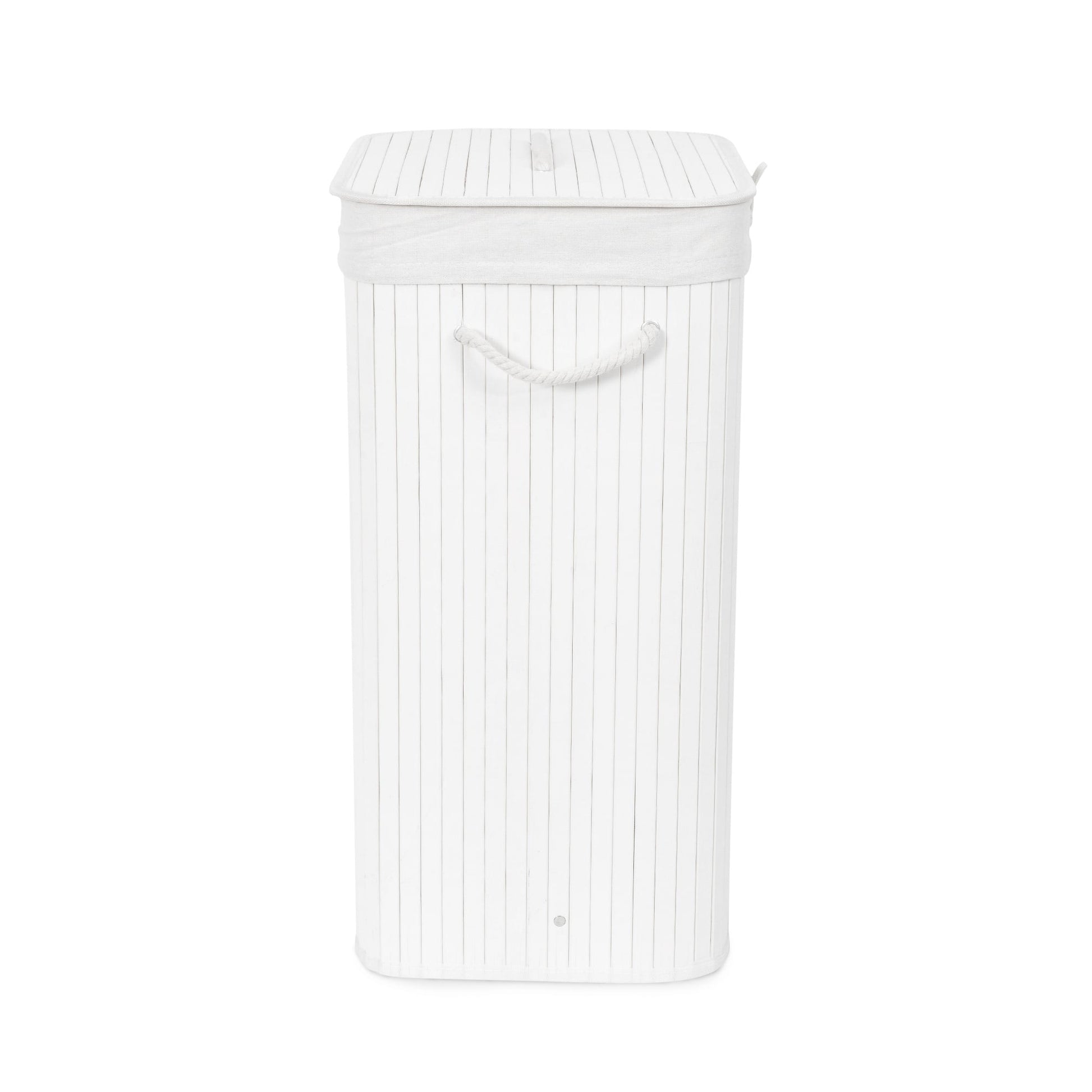 Compactor Wäschekorb 45 x 60 cm Bambus weiß - werkzeug-online24