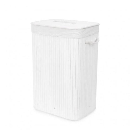 Compactor Wäschekorb 45 x 60 cm Bambus weiß - werkzeug-online24