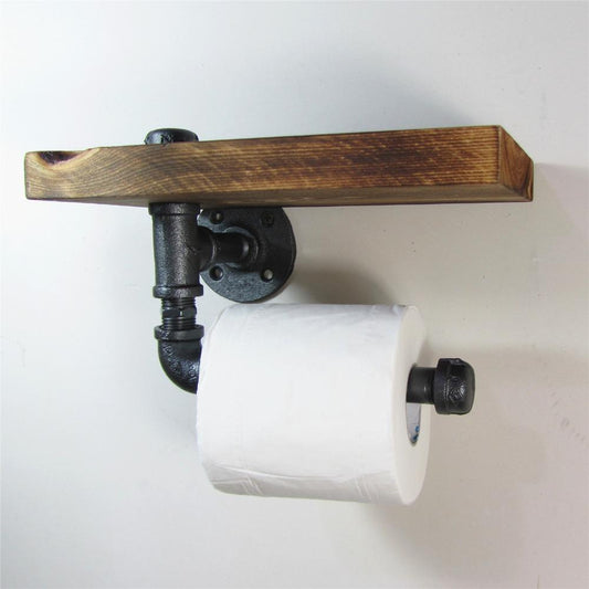 Toilettenpapierhalter Retro Holz Eisen - werkzeug-online24