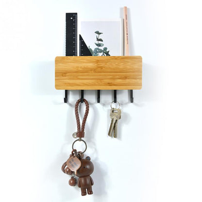 Hakenleiste für Schlüssel, Holz, mit Aufbewahrung - werkzeug-online24