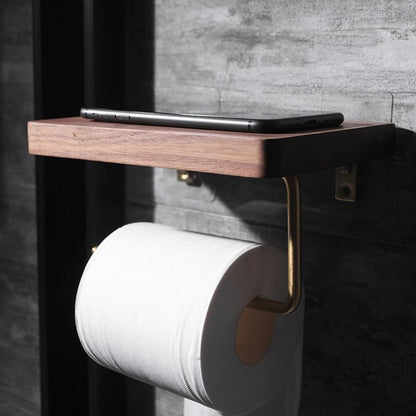 Toilettenpapierhalter Massivholz, Messing - werkzeug-online24