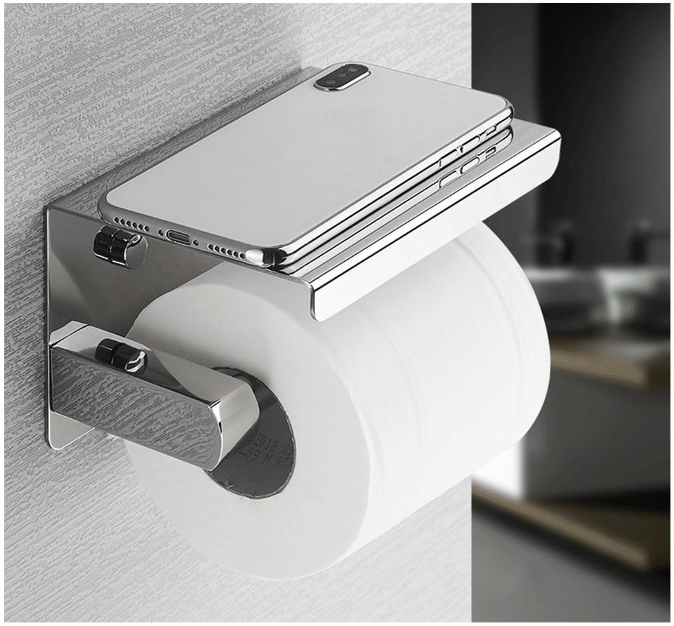 Toilettenpapierhalter Edelstahl, Klopapierhalter mit Ablage - werkzeug-online24