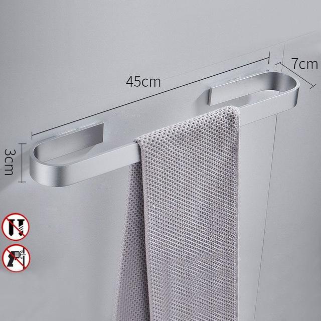 Handtuchhalter, Handtuchstange Aluminium, silber oder schwarz, kein Bohren erforderlich - werkzeug-online24