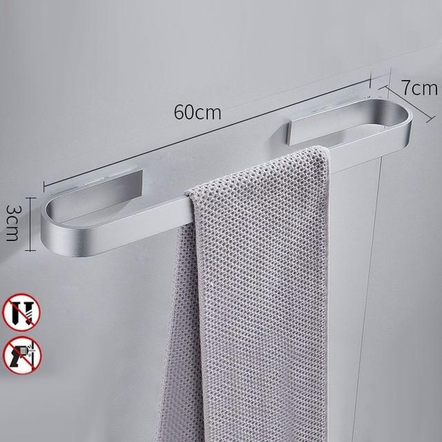 Handtuchhalter, Handtuchstange Aluminium, silber oder schwarz, kein Bohren erforderlich - werkzeug-online24