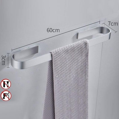 Handtuchhalter, Handtuchstange Aluminium, silber oder schwarz, kein Bohren erforderlich - werkzeug-online24