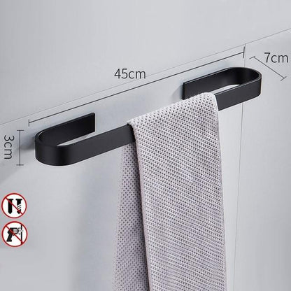 Handtuchhalter, Handtuchstange Aluminium, silber oder schwarz, kein Bohren erforderlich - werkzeug-online24