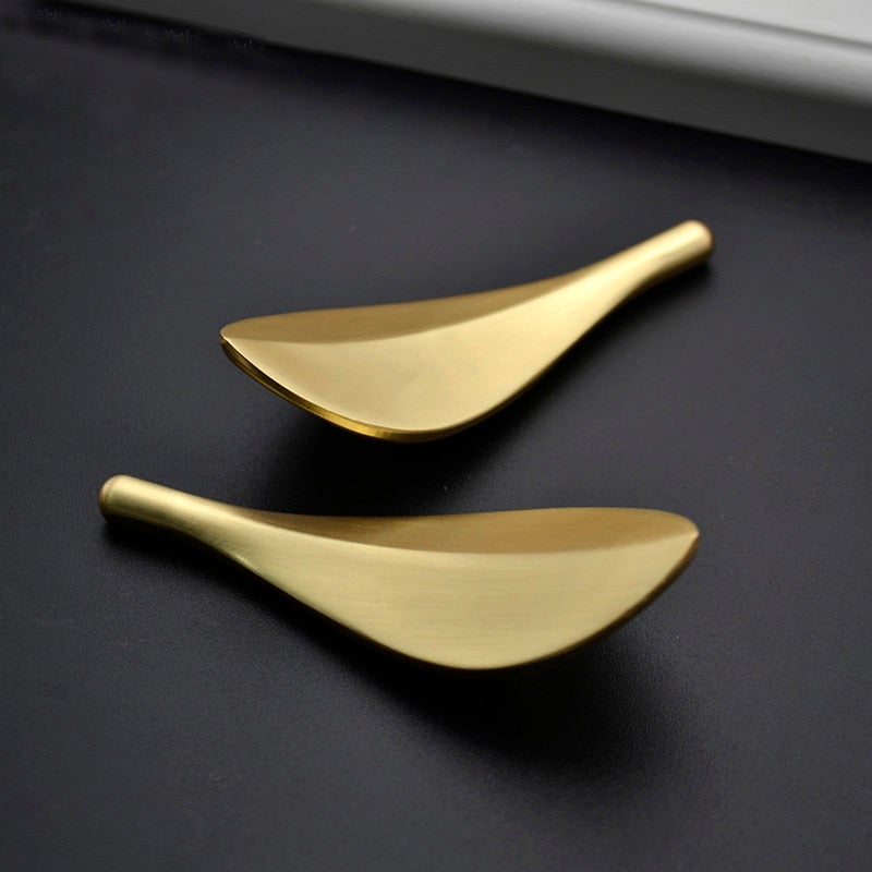 Schrankgriffe Messing in Blattmuster Gold - werkzeug-online24
