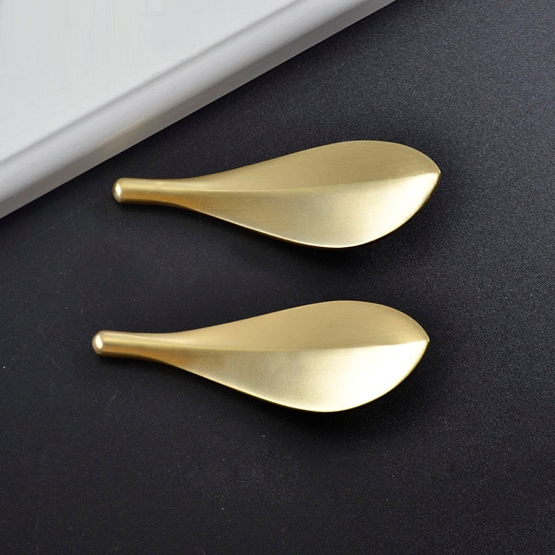 Schrankgriffe Messing in Blattmuster Gold - werkzeug-online24
