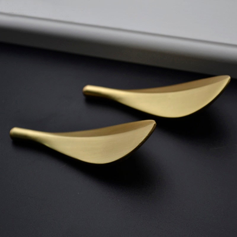 Schrankgriffe Messing in Blattmuster Gold - werkzeug-online24