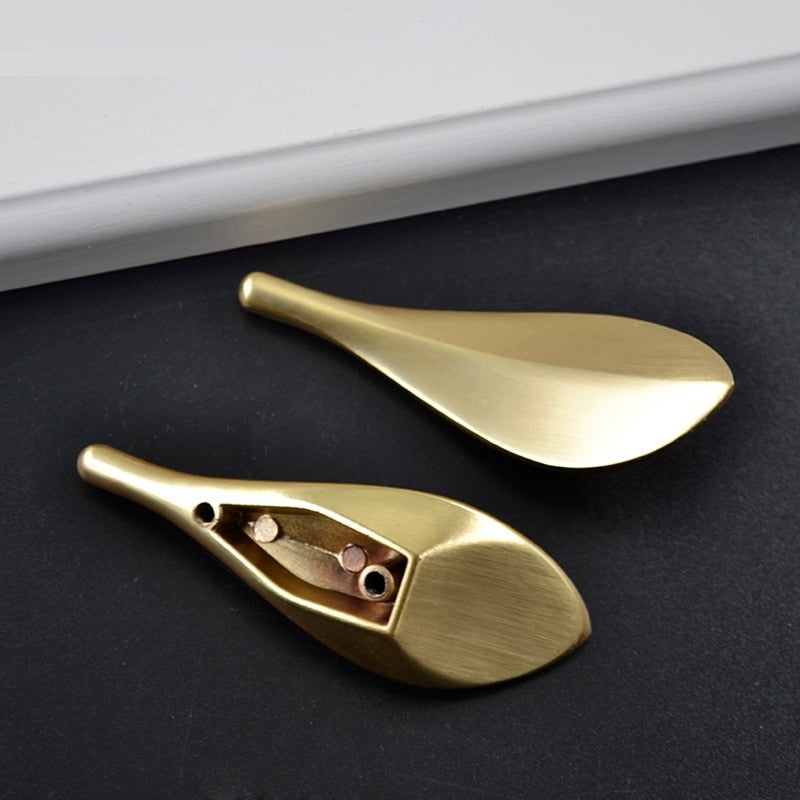 Schrankgriffe Messing in Blattmuster Gold - werkzeug-online24