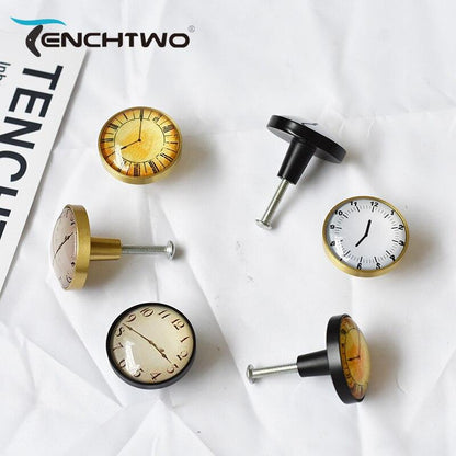Möbelknöpfe, Kommodenknöpfe Messing Design Uhr - werkzeug-online24