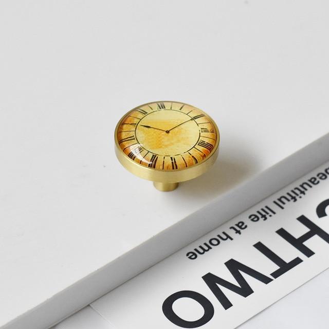 Möbelknöpfe, Kommodenknöpfe Messing Design Uhr - werkzeug-online24
