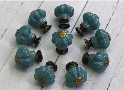 Möbelknöpfe Set 10 Stück Keramik Vintage Kürbis, Kommodenknöpfe, Schrankgriffe - werkzeug-online24