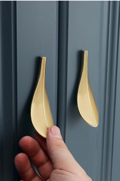 Schrankgriffe Messing in Blattmuster Gold - werkzeug-online24