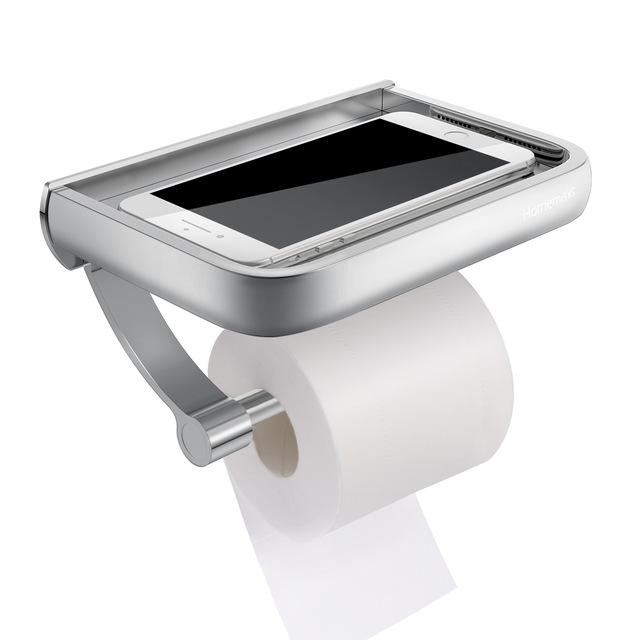 Toilettenpapierhalter, Klopapierhalter Edelstahl mit Handy Ablage - werkzeug-online24