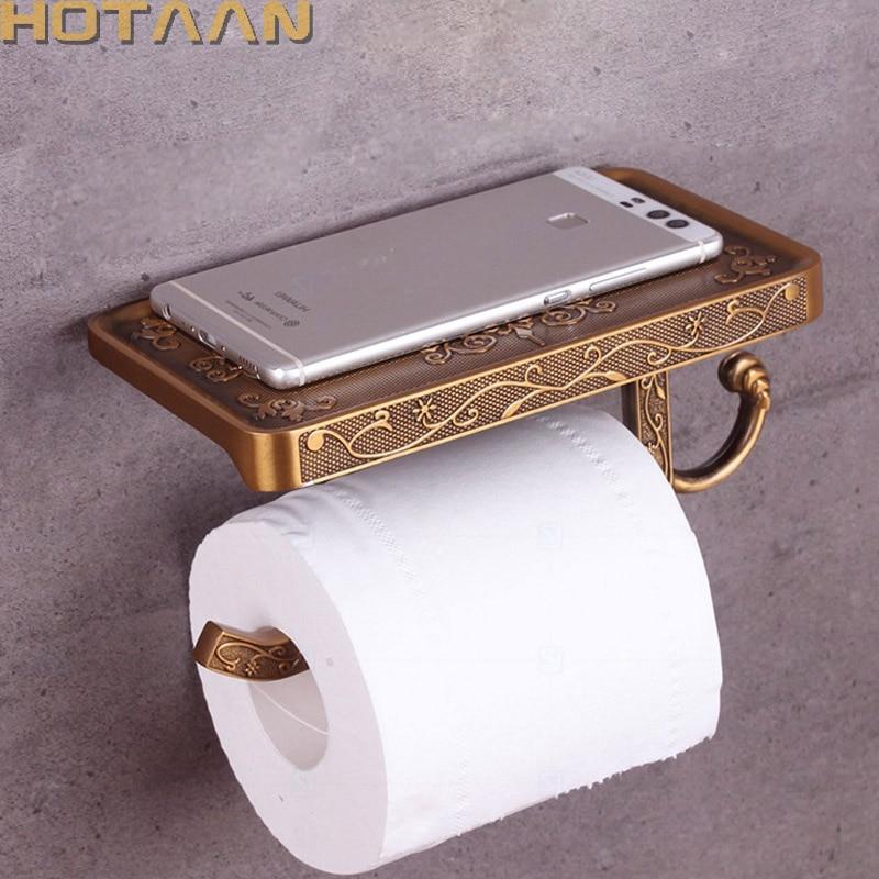 Toilettenpapierhalter Messing Style mit Handyablage - werkzeug-online24