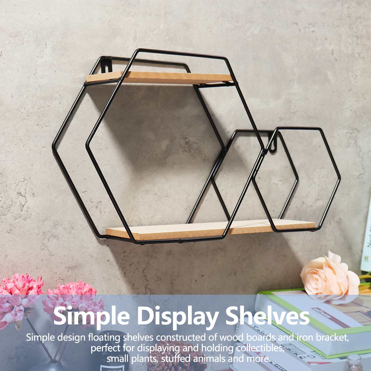 Wandregal Eisen Hexagon Design - werkzeug-online24
